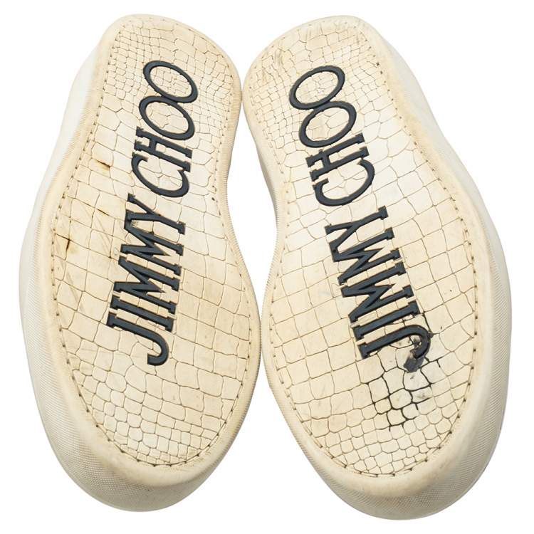 Pre Owned Jimmy Choo Black Croc Embossed Leather Belgravia Low Top Sneakers Size 41