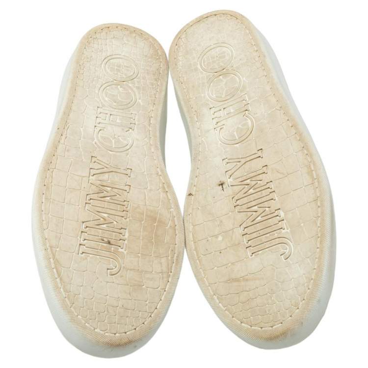 Pre Owned Jimmy Choo Blue Croc Embossed Leather Low Top  Sneakers Size 42