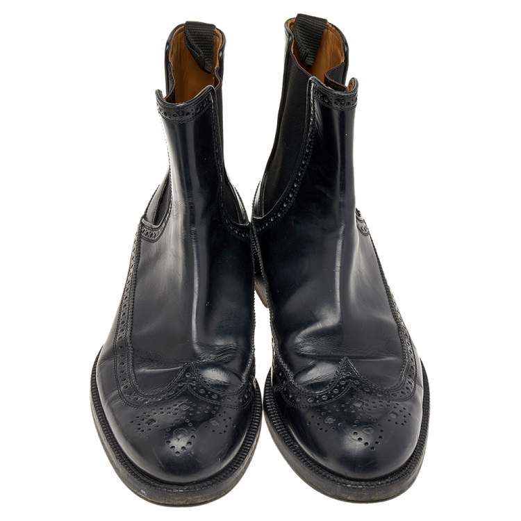 Pre Owned Jimmy Choo Black Leather Ankle Length Boots Size 41
