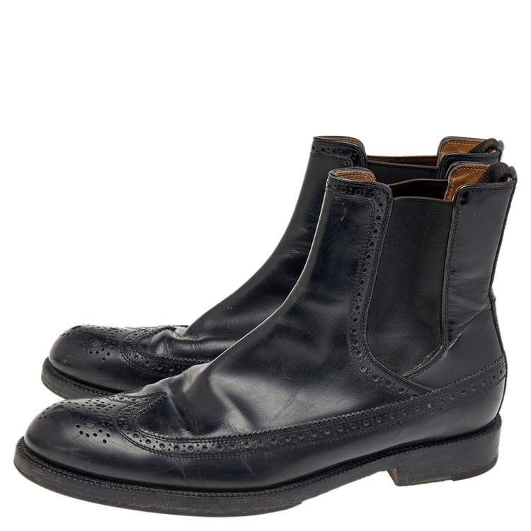 Pre Owned Jimmy Choo Black Leather Ankle Length Boots Size 41