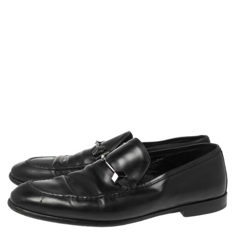 Pre Owned Jimmy Choo Black Leather Marti Loafers Size 43