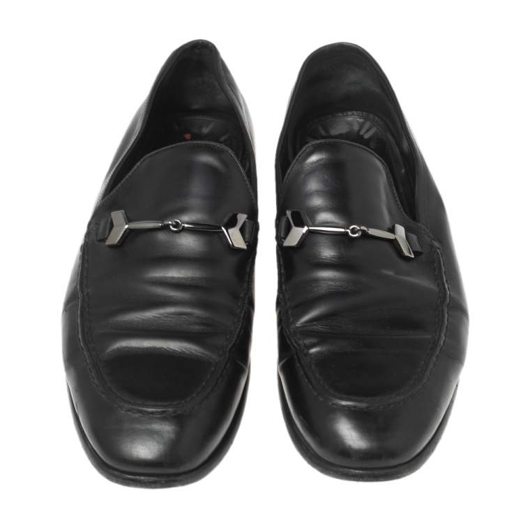 Pre Owned Jimmy Choo Black Leather Marti Loafers Size 43