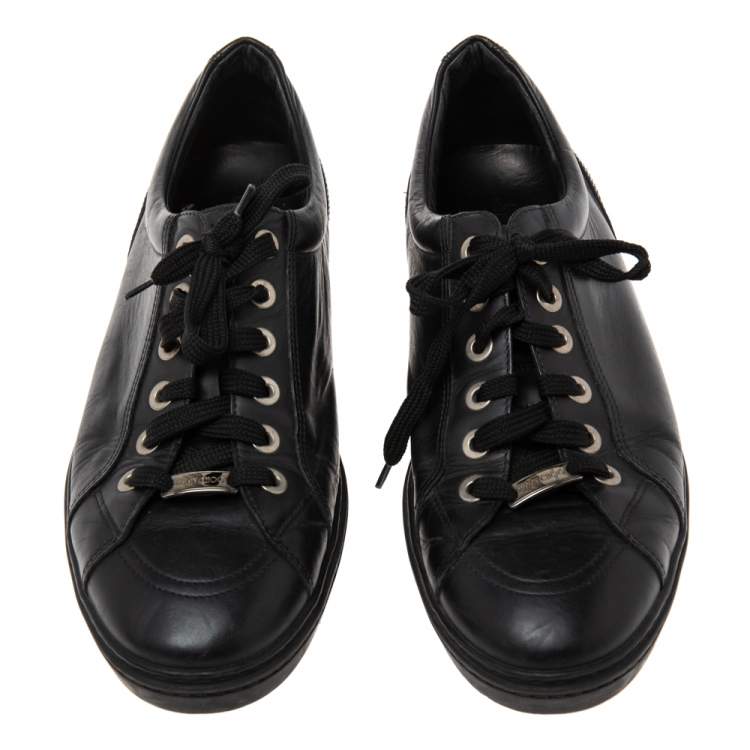 Pre Owned Jimmy Choo Black Leather Belgravia Sneakers Size 43.5