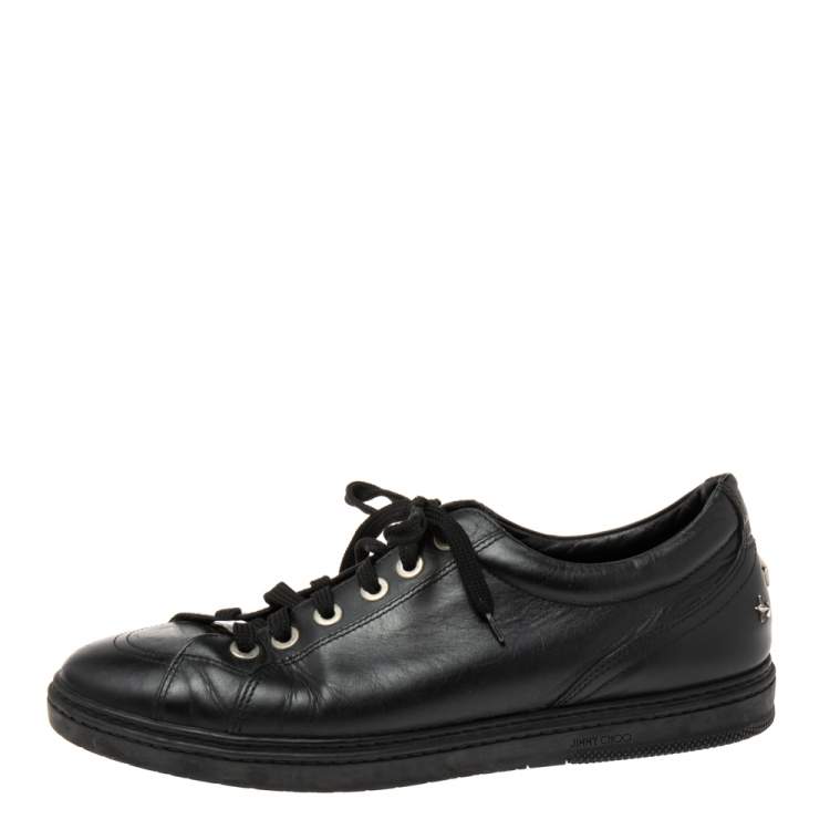 Pre Owned Jimmy Choo Black Leather Belgravia Sneakers Size 43.5