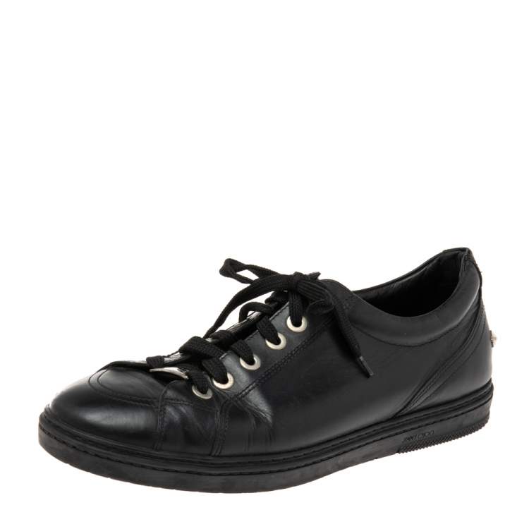 Pre Owned Jimmy Choo Black Leather Belgravia Sneakers Size 43.5