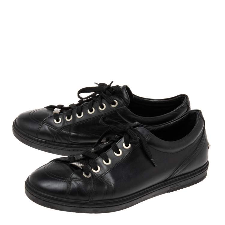 Pre Owned Jimmy Choo Black Leather Belgravia Sneakers Size 43.5