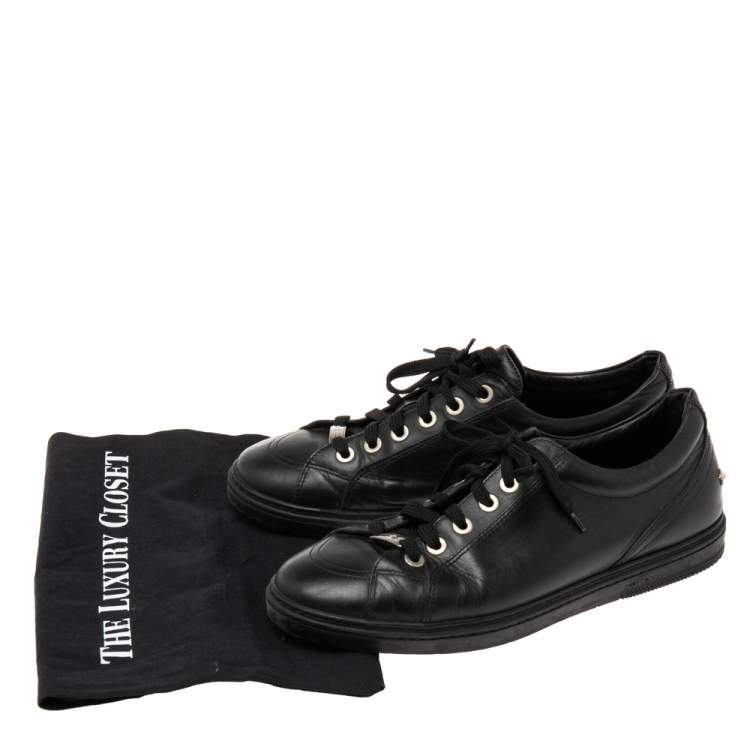 Pre Owned Jimmy Choo Black Leather Belgravia Sneakers Size 43.5