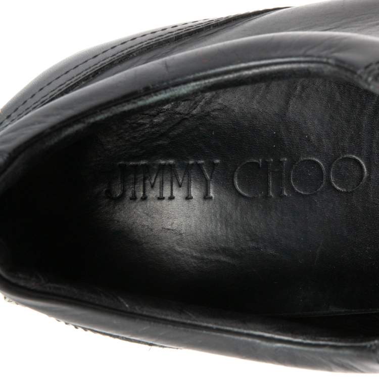 Pre Owned Jimmy Choo Black Leather Belgravia Sneakers Size 43.5