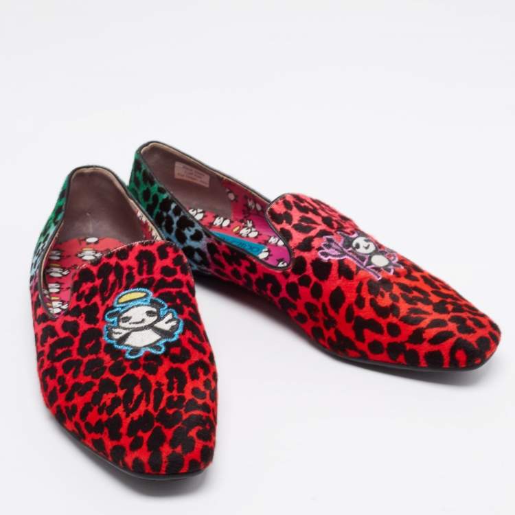 مملوكة مسبقًا Jimmy Choo Multicolor Calf Hair Slip On Smoking Slippers Size 42