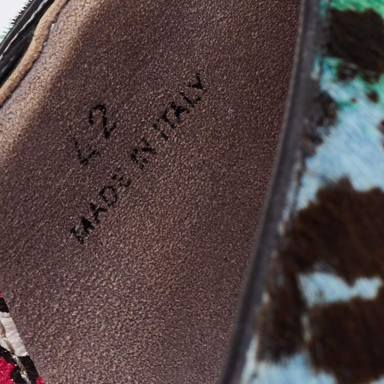 مملوكة مسبقًا Jimmy Choo Multicolor Calf Hair Slip On Smoking Slippers Size 42