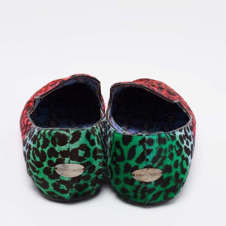 مملوكة مسبقًا Jimmy Choo Multicolor Calf Hair Slip On Smoking Slippers Size 42