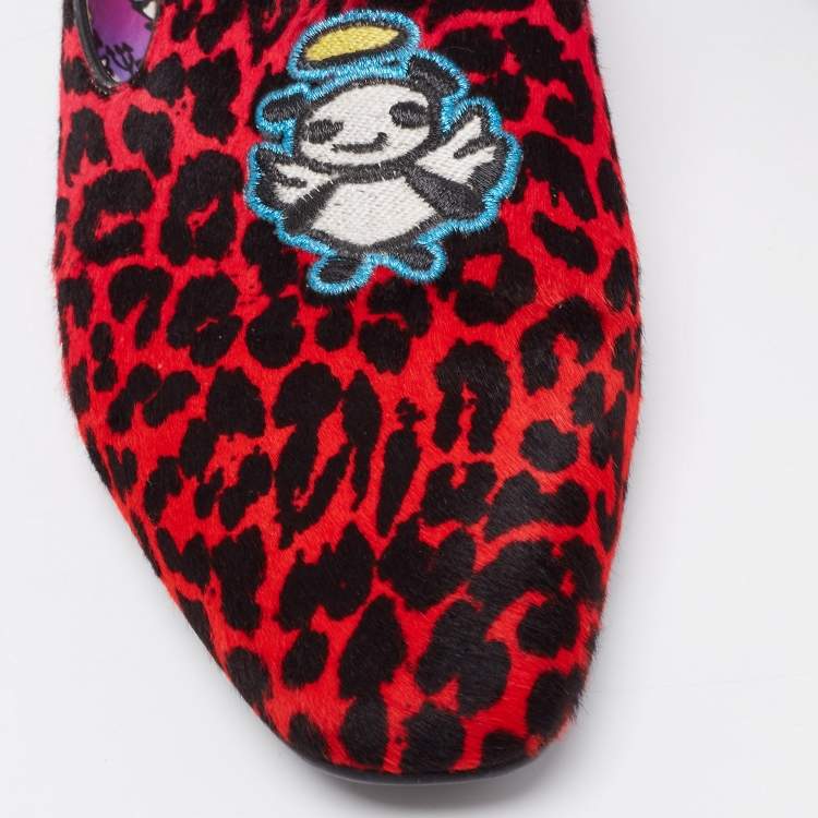 مملوكة مسبقًا Jimmy Choo Multicolor Calf Hair Slip On Smoking Slippers Size 42