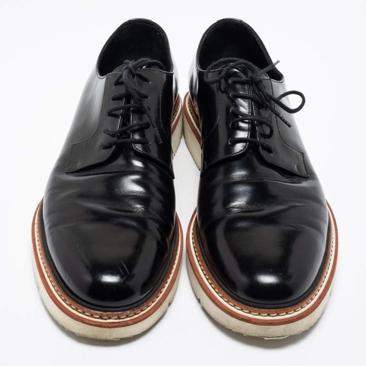 Pre Owned Jimmy Choo Black Leather Lace Up Derby Size 43