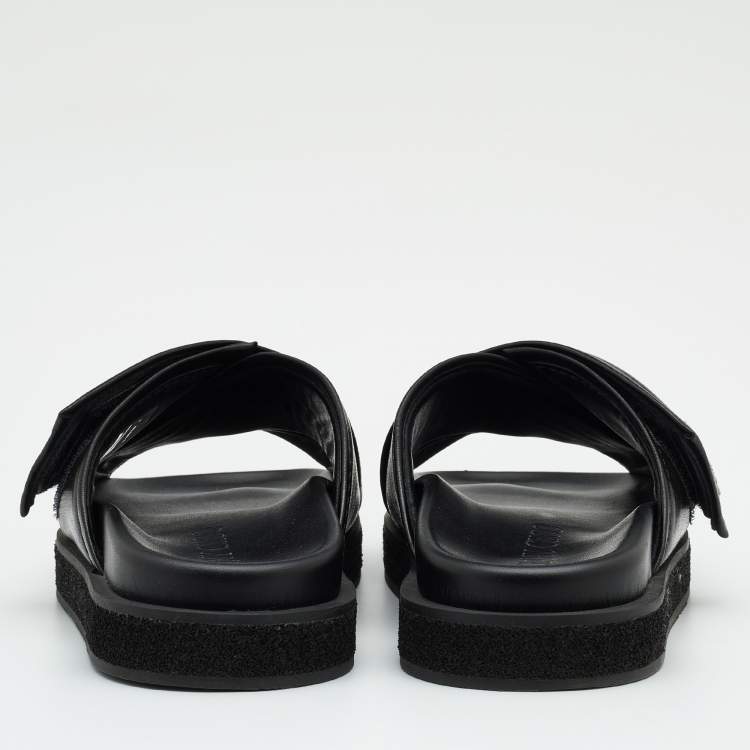 Pre Owned Jimmy Choo Black Leather Joel Slide Sandals Size 39