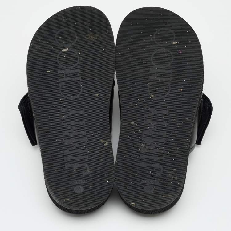 Pre Owned Jimmy Choo Black Leather Joel Slide Sandals Size 39