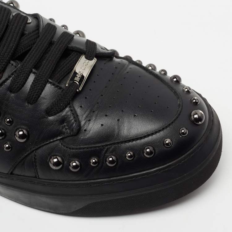 Pre Owned Jimmy Choo Black Studded Leather Roman Sneakers Size 43
