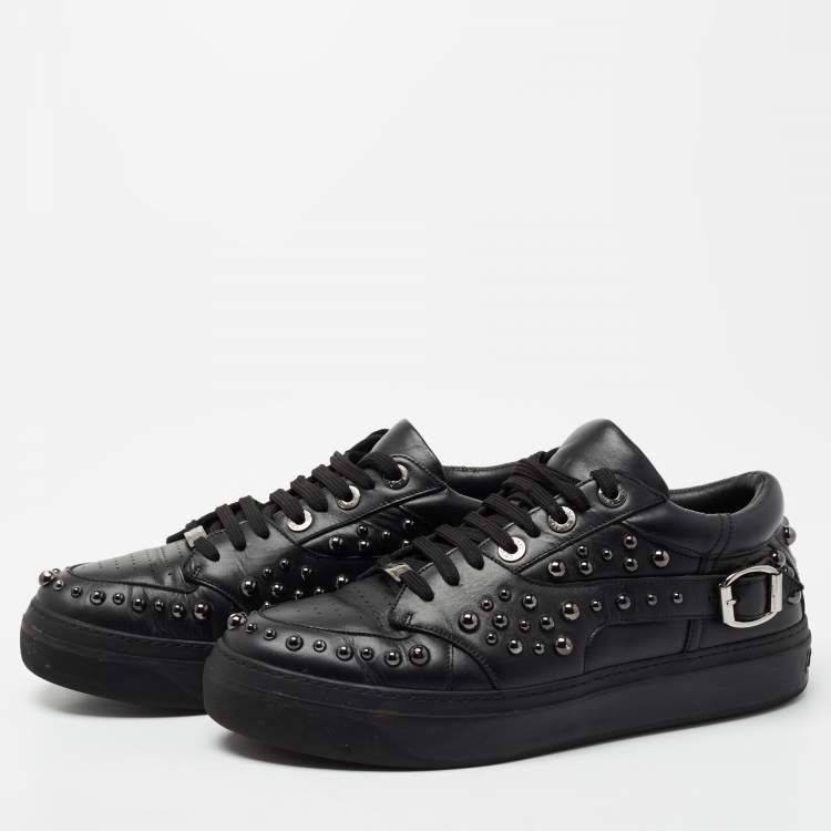 Jimmy Choo Black Studded Leather Roman Sneakers Size 43 Jimmy Choo