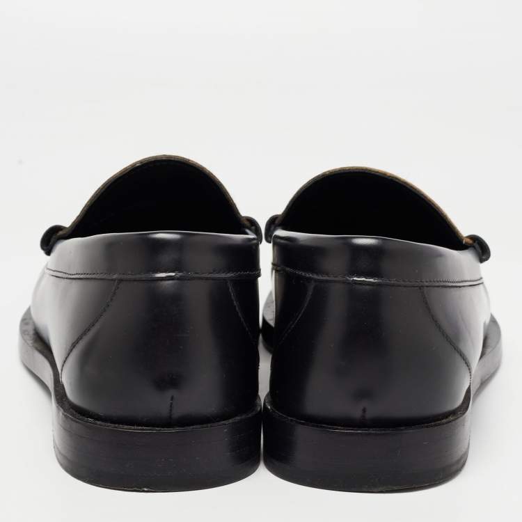 Pre Owned Jimmy Choo Black/Brown Leopard Print Calfhair and Leather Penny Loafers Size 39.5