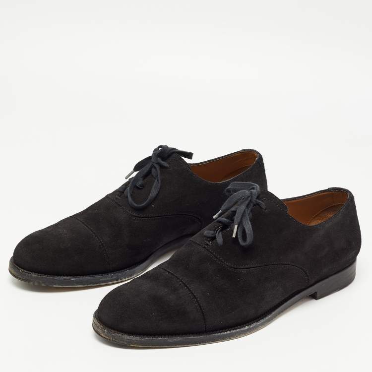 Pre Owned Jimmy Choo Black Suede Lace Up Oxfords Size 45