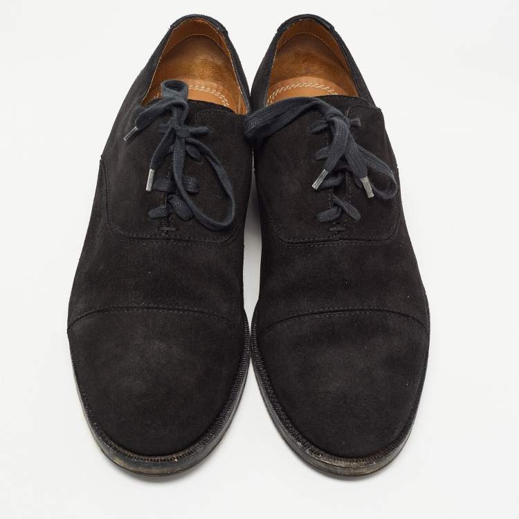 Pre Owned Jimmy Choo Black Suede Lace Up Oxfords Size 45