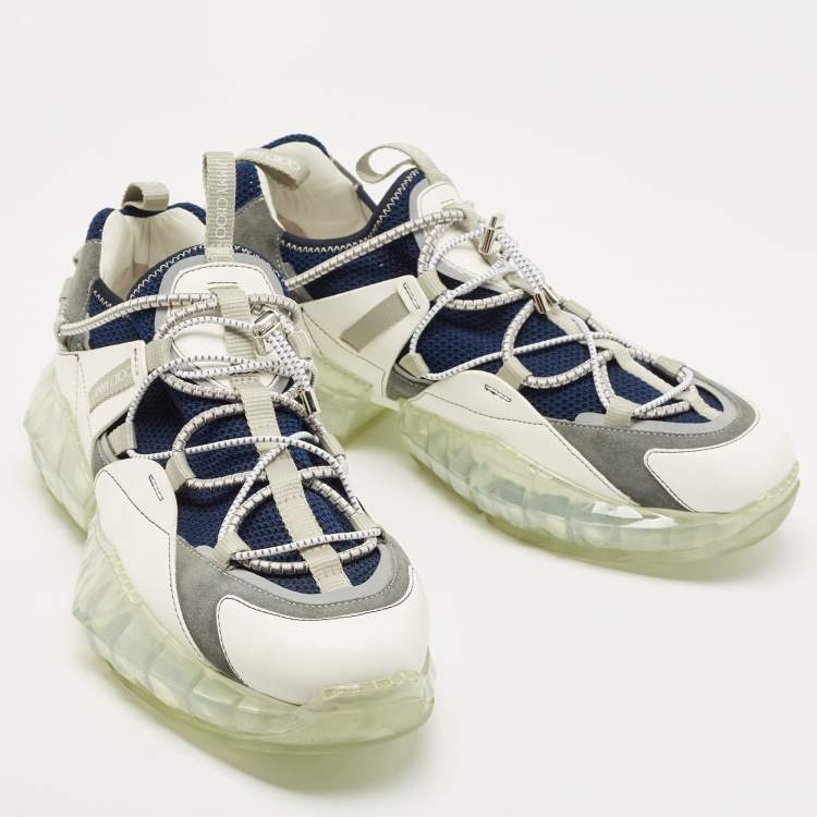 Pre Owned Jimmy Choo Multicolor Leather and Suede Diamond Low Top Sneakers Size 45