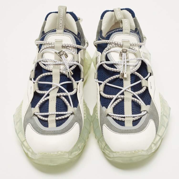 Pre Owned Jimmy Choo Multicolor Leather and Suede Diamond Low Top Sneakers Size 45