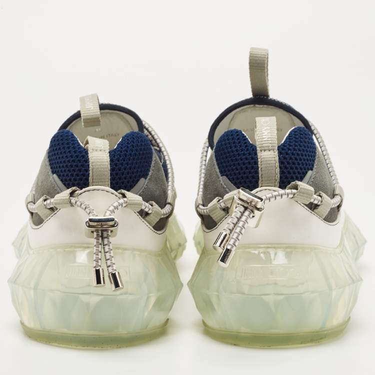Pre Owned Jimmy Choo Multicolor Leather and Suede Diamond Low Top Sneakers Size 45