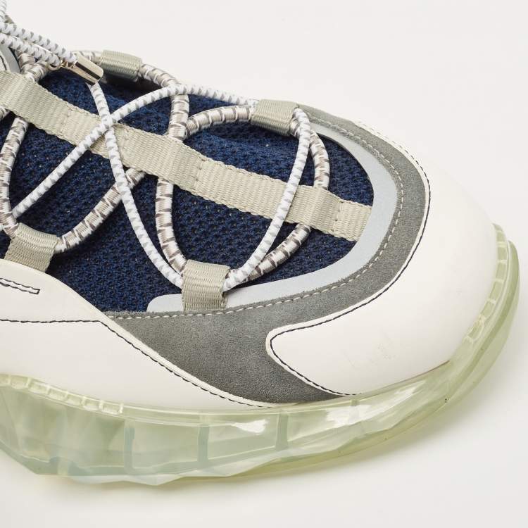 Pre Owned Jimmy Choo Multicolor Leather and Suede Diamond Low Top Sneakers Size 45