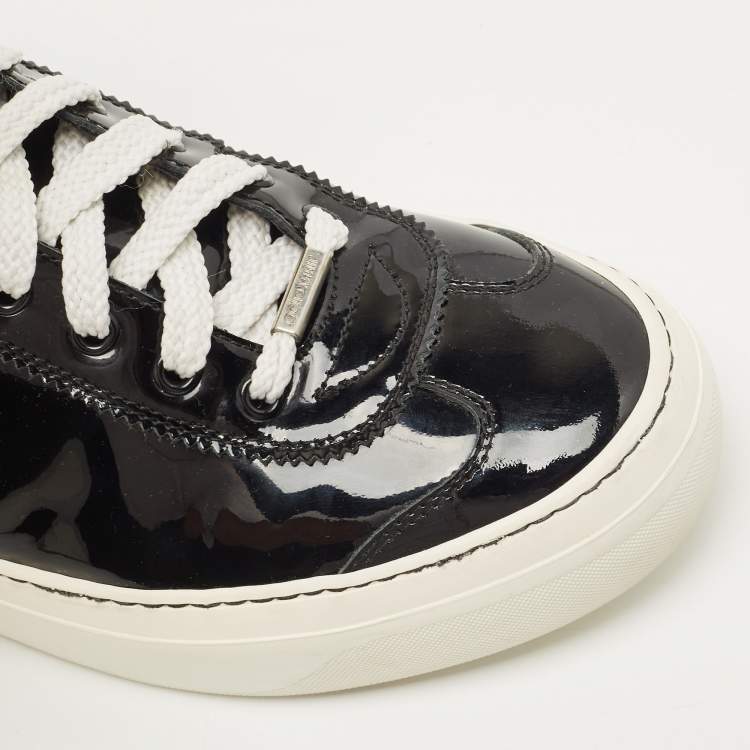 Pre Owned Jimmy Choo Black Patent Leather High Top Sneakers Size 41