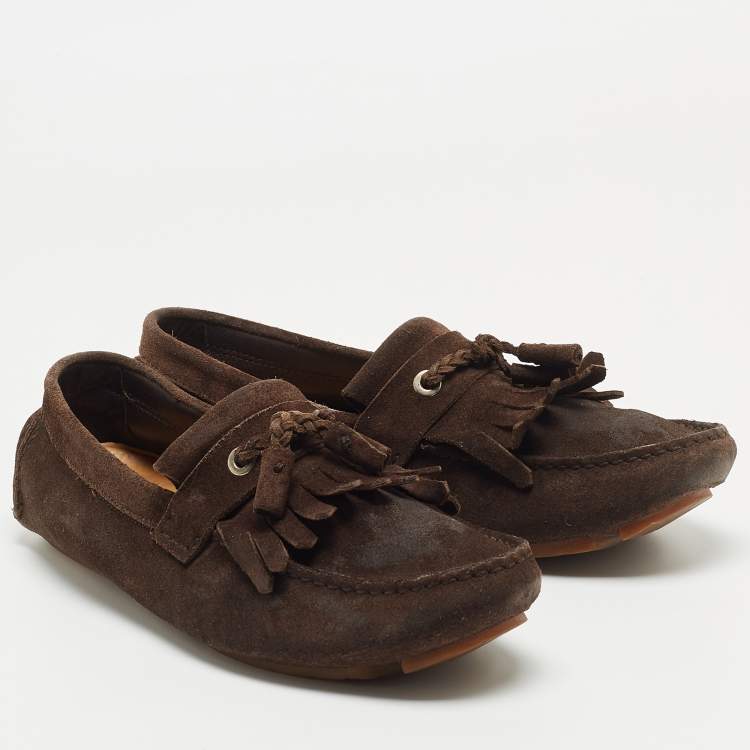Pre Owned Jimmy Choo Brown Suede Eaton Loafers Size 44.5 