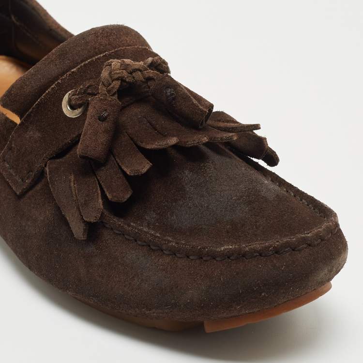 Pre Owned Jimmy Choo Brown Suede Eaton Loafers Size 44.5 