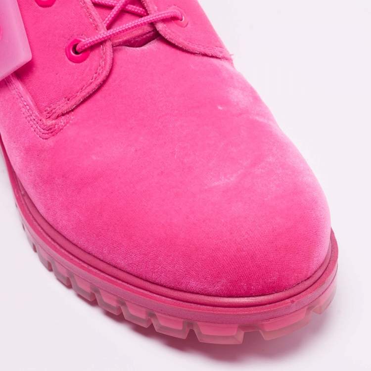 Pre Owned Jimmy Choo  X Timberland®  Pink  Velvet Lace Up Boots Size 45
