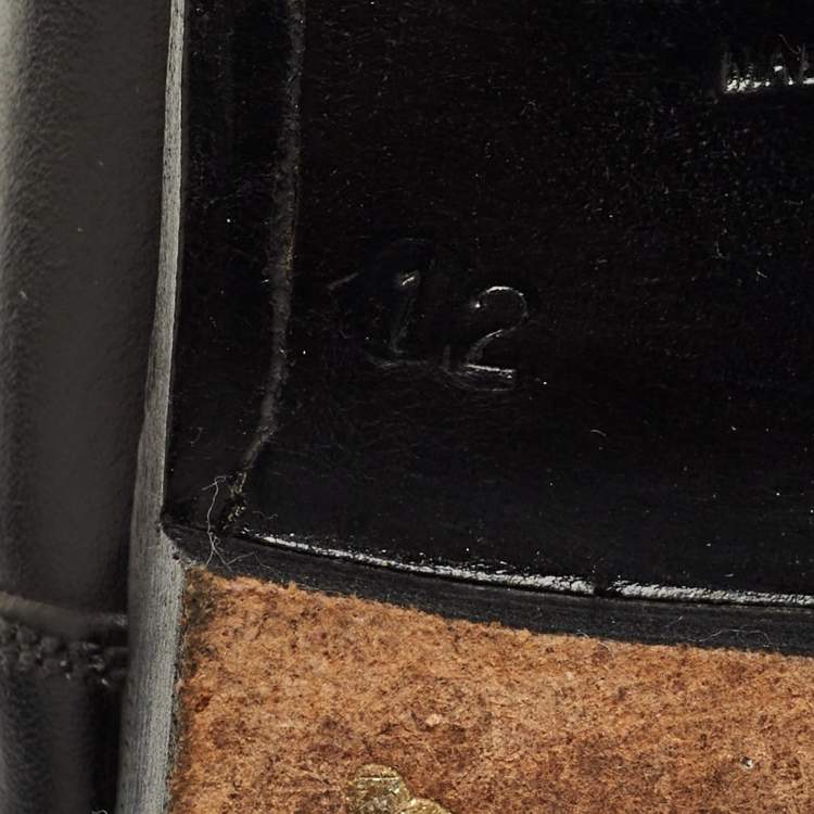 Pre Owned J.M.Weston Black Leather Slip On Smoking Slippers Size 46