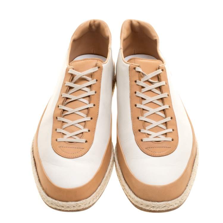 Pre Owned  J.M.Weston Two Tone Leather Espadrille Low Top Sneakers Size 42.5