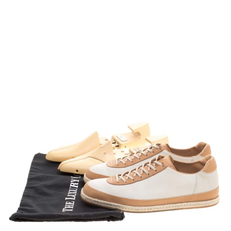 Pre Owned  J.M.Weston Two Tone Leather Espadrille Low Top Sneakers Size 42.5