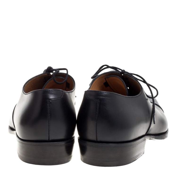 Pre Owned J.M.Weston Black Leather Lace Up Square Toe Derby Size 40