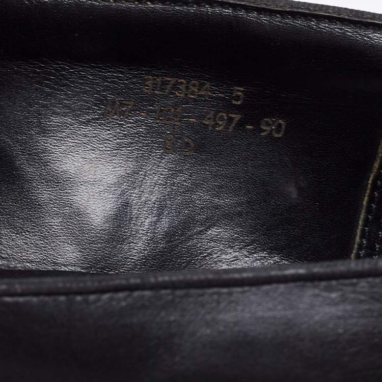 Pre Owned J.M.Weston Black Leather Tassel Slip On Loafers Size 42