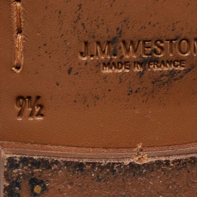 Pre Owned J.M.Weston Orange Nubuck Leather Le Moc Weston Loafers Size 43.5