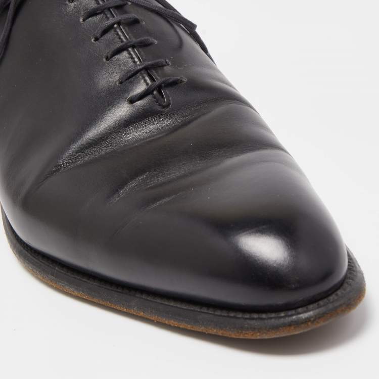Pre Owned J.M. Weston Black Leather Lace Up Oxford Size 44