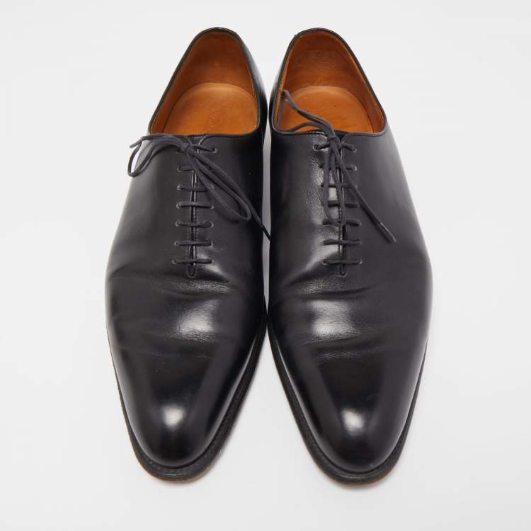 Pre Owned J.M. Weston Black Leather Lace Up Oxford Size 44