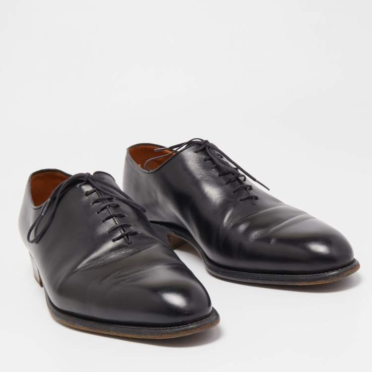 Pre Owned J.M. Weston Black Leather Lace Up Oxford Size 44