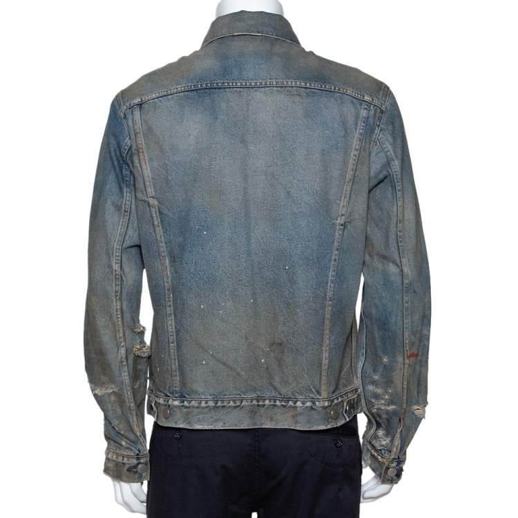 Pre Owned John Elliott Blue Rustic Distressed Denim Terrain Jacket XL
