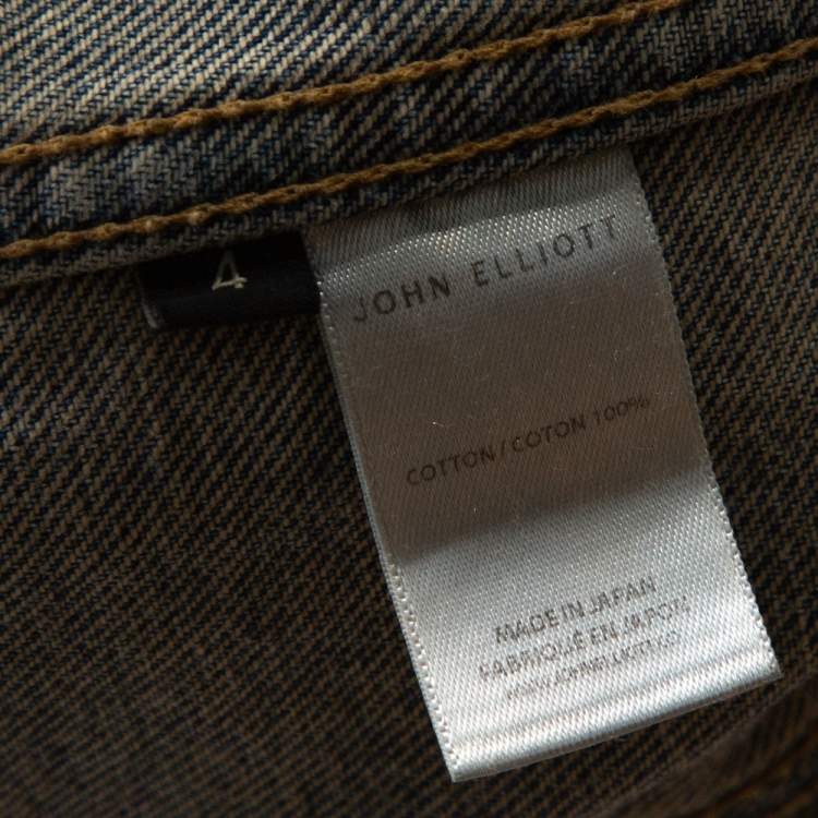 Pre Owned John Elliott Blue Rustic Distressed Denim Terrain Jacket XL