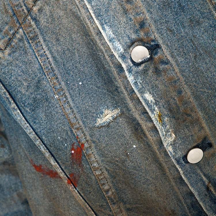 Pre Owned John Elliott Blue Rustic Distressed Denim Terrain Jacket XL