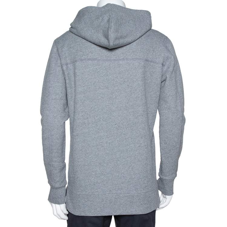 Pre Owned John Elliott Dark Grey Marl Cotton Hooded Villain Sweatshirt L
