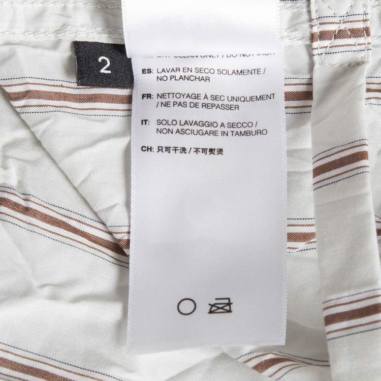 Pre Owned John Elliott Grey Pinstripe Cotton Crinkle Shirt M