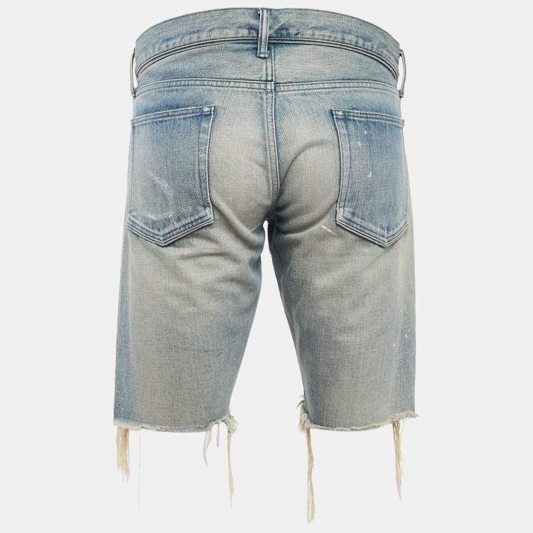 Pre Owned John Elliott Light Blue Washed Denim Distressed Shorts M (31)