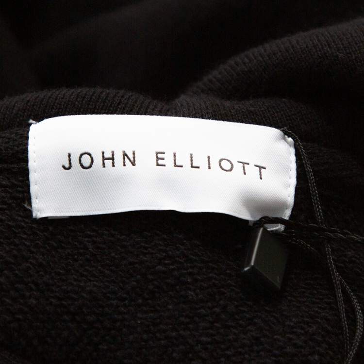 Pre Owned John Elliott Black Cotton Side Zip Detail Hooded Villain Sweatshirt L