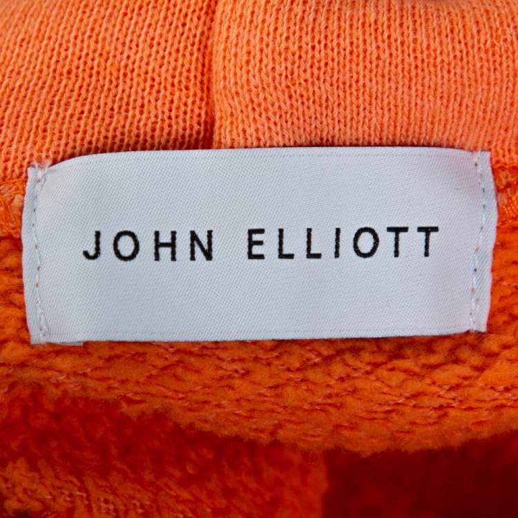 Pre Owned John Elliott Orange Vintage Fleece Lightweight Hoodie L 