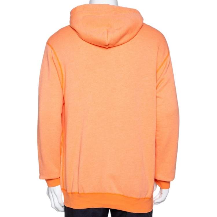 Pre Owned John Elliott Orange Vintage Fleece Lightweight Hoodie L 